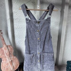 Denim Button-Down Pinafore Dress